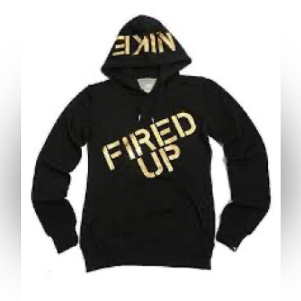 Nike Black Hoodie with Gold 'Fired Up' Design